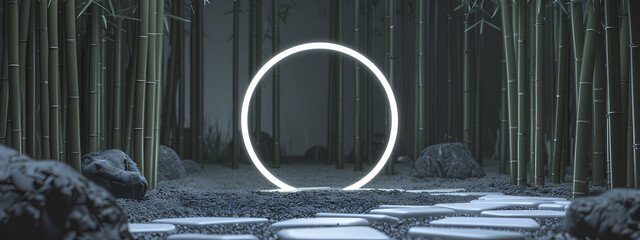 Obraz premium Luminous Serenity: The Zen of Neon