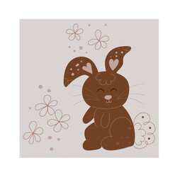 Small brown bunny, field flowers