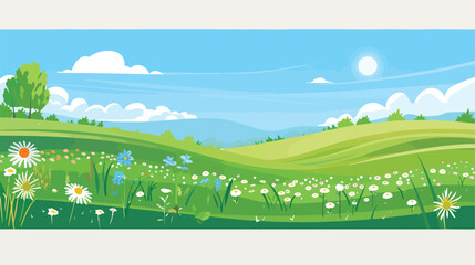 Vector banners with summer and spring landscapes.
