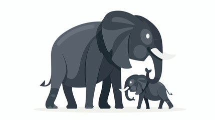 Vector illustration of a big elephant and baby elephan