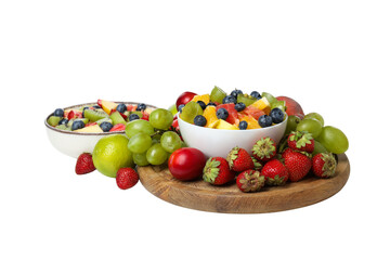 PNG plate on wooden board isolated on white background.