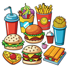 Fast food. Vector clip art illustration with simple gradients. All in a single layer.