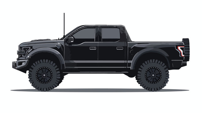 Vector isolated black off-road pickup truck