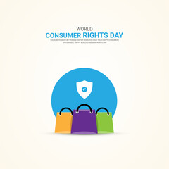 World Consumer Rights Day, world globe with shopping bag, vector illustration.