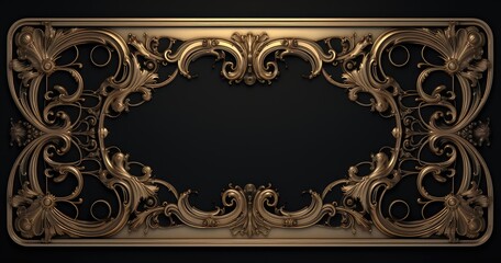 golden baroque frame on dark background