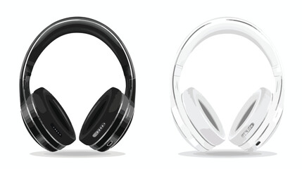 White and black wireless headphones isolated on white. - obrazy, fototapety, plakaty