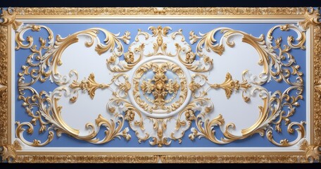 royal gold and white stucco ceiling frame background