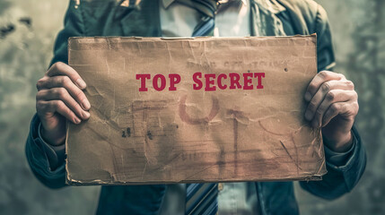 Man about to open a top secret document inside a file