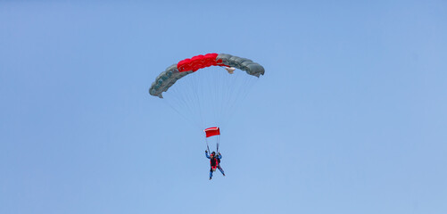 Skydiver freedom concept vintage color