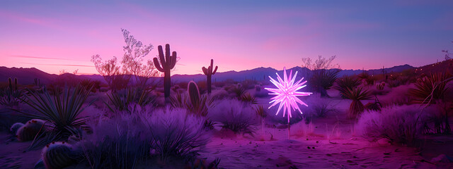 Neon Mirage: Desert Night Illuminated