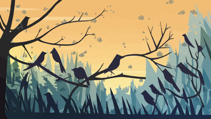 Flat Design Vector Illustration of Birds: A Colorful Avian Showcase 