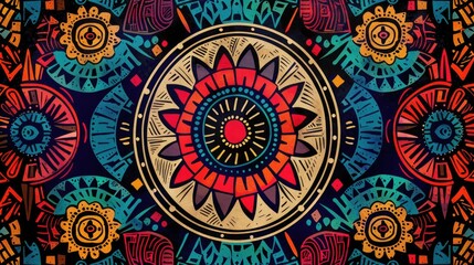 Fototapeta premium Photo african tribal pattern background in colorful tone