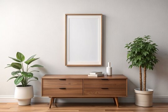 Fototapeta Mock up poster frame in living room interior. 