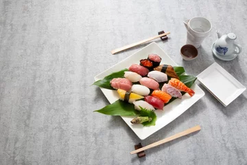 Gordijnen 和食、寿司、握りずし俯瞰撮影 © kazoka303030