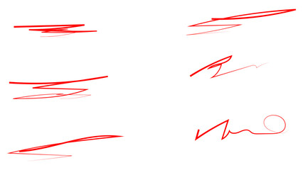 Red brush stroke underline. Marker pen highlight stroke. Vector swoosh brush underline set for accent, marker emphasis element. Hand drawn collection set of underline strokes. vector illustration