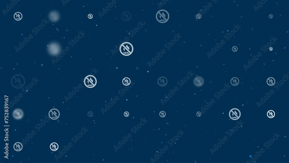 Poster template animation of evenly spaced no gas symbols of different sizes and opacity. animation of tran