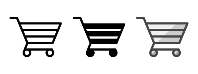 Multipurpose shopping cart vector icon in outline, glyph, filled outline style. Three icon style variants in one pack. © AbtoCreative