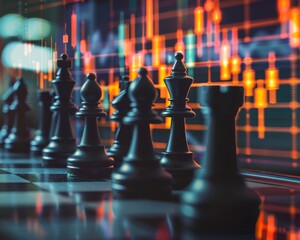The calculated calm of chess meets the frenetic energy of stock market graphs each move on the board as impactful as on the market