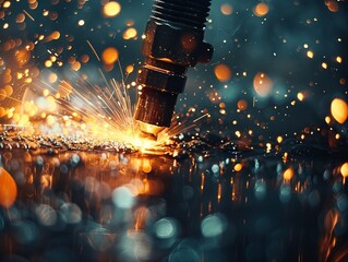 Close-up of underwater welding in action