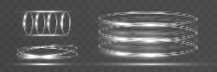 White blur trail wave,
circle silver line of light speed.Vector illustration.