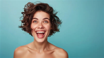 Model with a surprised expression