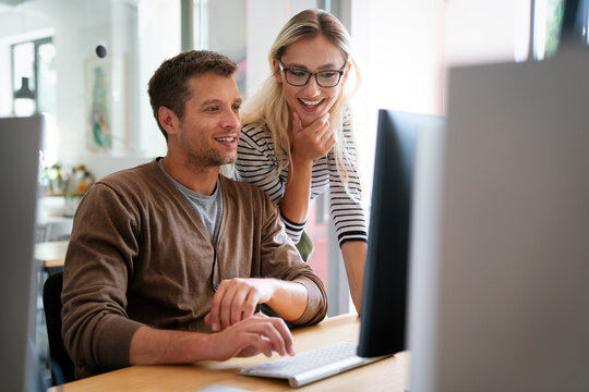 Software engineers working on project and programming in company. Startup business group concept