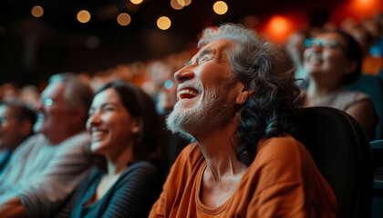 joyful laughter in audience
