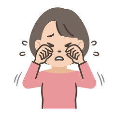 目が痒い女性のイラスト