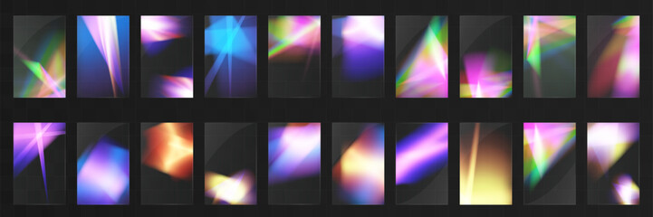 Crystal set light glasses rainbow reflection effect.Template optical,lights,glare.	

