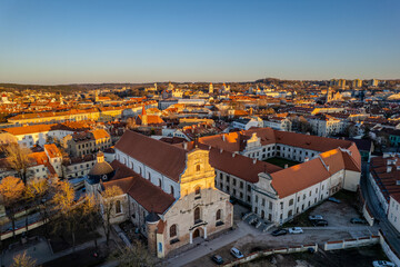 Fototapeta na wymiar Aerial sunny spring view of Vilnius old town, Lithuania