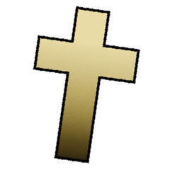 golden cross with black fuzzy internal border on transparent background - 752843906