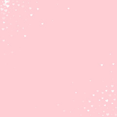 White hearts scattered on pink background.