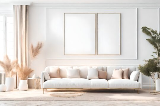living room interior with beautiful with sofas and pilo