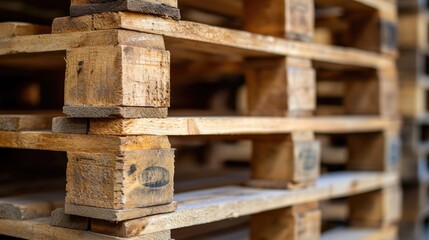 Wooden Pallets. Wooden pallets Stacked upon each other. Transportation and storage. Wooden pallets in a Driveway. Wooden pallets. Flat design, top view, front and side view. Storage.