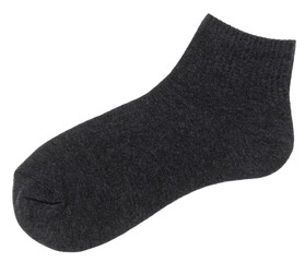 Simple plain charcoal grey ankle sock flat lay isolated
