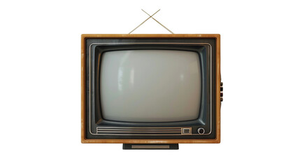 Classic old TV on a transparent background. Vintage television.