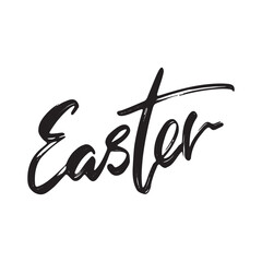 Obraz premium Happy Easter Hand drawn Lettering Design. Easter Greeting Card Handwritten Element. Modern Brush Calligraphy Sign