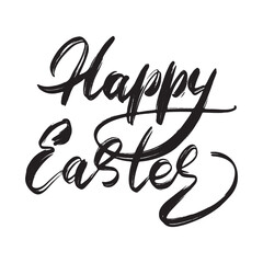 Happy Easter Hand drawn Lettering Design. Easter Greeting Card Handwritten Element. Modern Brush Calligraphy Sign