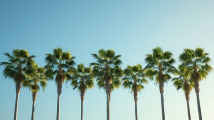 Fototapeta na wymiar a row of perfect palm trees