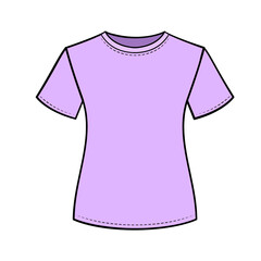 Basic female fitted t-shirt template flat sketch vector illustration