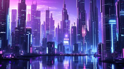 Neon city. Anti design, network, corporation, matrix, futurism, night, cyberpunk, street, technology, color, skyscraper, city view, augmentation, style, metropolis. Generated by AI