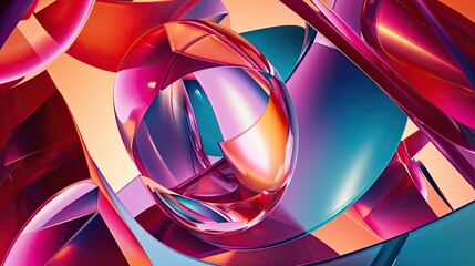 Holo abstract shapes. Futuristic, iridescent, geometric, kaleidoscopic, digital, modern, innovative, hologram, ethereal, neon, cyber, artistic. Generated by AI