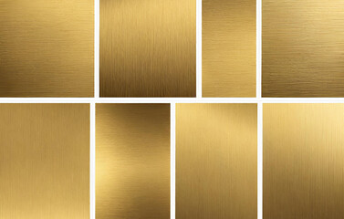 Set of gold backgrounds gold polished metal steel texture
