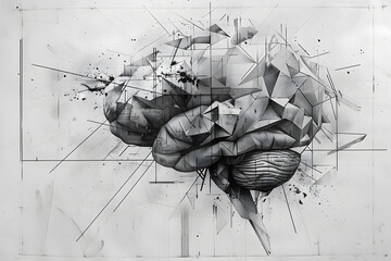 Obraz premium Drawing of a human brain. Artistic creativity concept