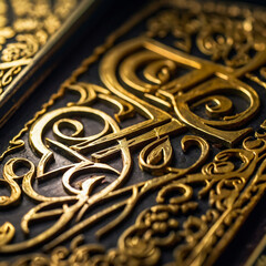 close up of a golden calligraphy Design