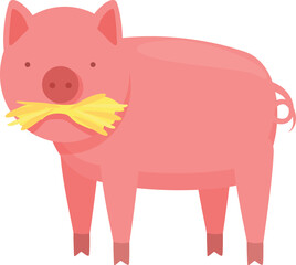 Pig eat wheat icon cartoon vector. Health agriculture. Pig animal farm