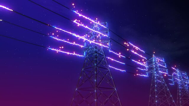 Power Lines Electrical Voltage Colorful Loop