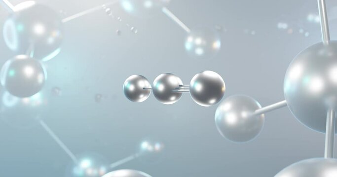 Nitrous oxide rotating 3d molecule, molecular structure of dinitrogen oxide, seamless video