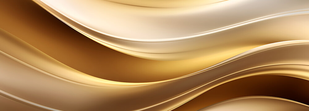 shiny elegant gold color and luxury white wave elements with glittery lines on abstract gradient background