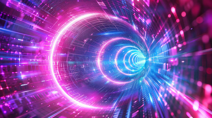 Obraz premium Multicolored glowing prismatic symmetric of a portal open to space